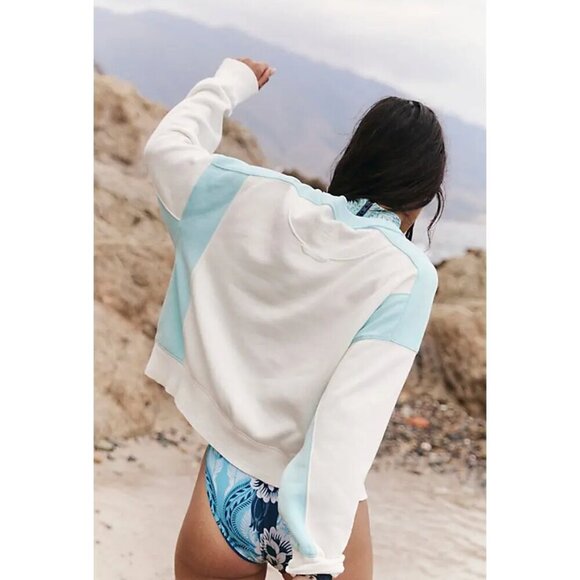 FREE PEOPLE Movement Intercept Colorblock Pullover in Ivory/Refresh Combo Large - Picture 8 of 9